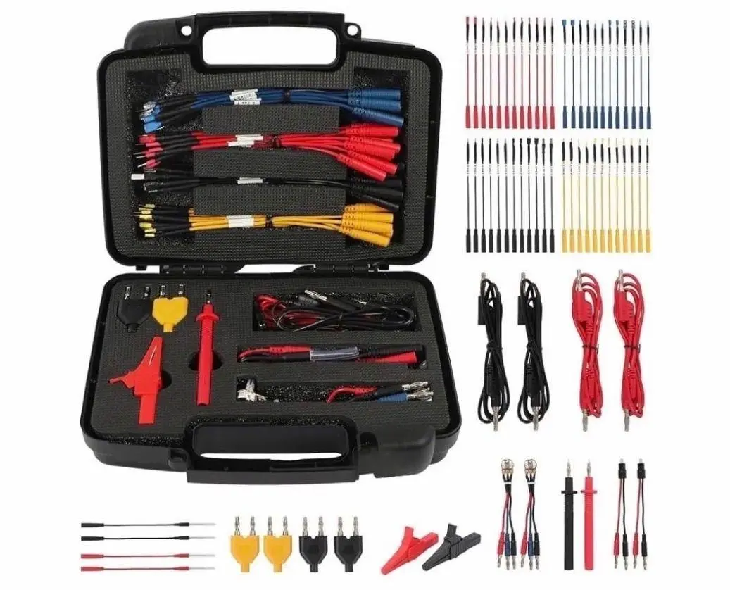 OV170 AUTOOL 68PCS Multimeter Test Leads Kit, Test Leads with Replaceable Wire Piercing Probes, 32A/1000V Alligator Clips, Banana Plug Adapters, Jumpe