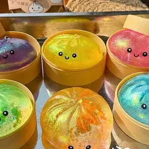 Maltose-Filled Glitter Squishy Dumpling Fidget Toy, 1 Random Color, Durable Silicone Anxiety Fidgets, 8.5cm x 5.5cm Slow Rebound, Portable Stress Relief Toy, Unisex, Easy to Hold