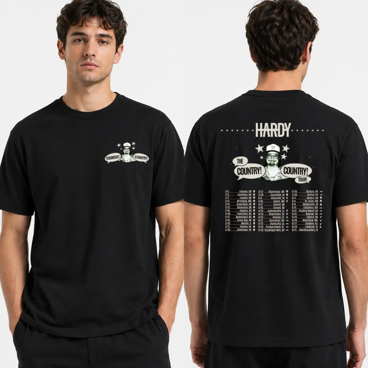 HARDY Tour 2026 Shirt – Country Country Tour Graphic Tee with Back Date Print for Music Fans
