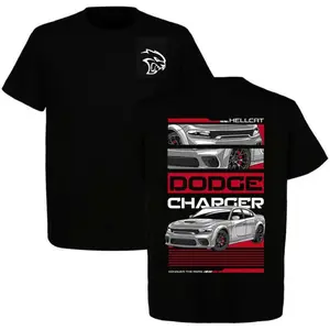 Muscle Car Shirt, 2 Sided Dodge Charger SRT Hellcat Graphic T-Shirt, Menswear, Car Enthusiast, Top, Gift For Men, Full Size - For Everyone