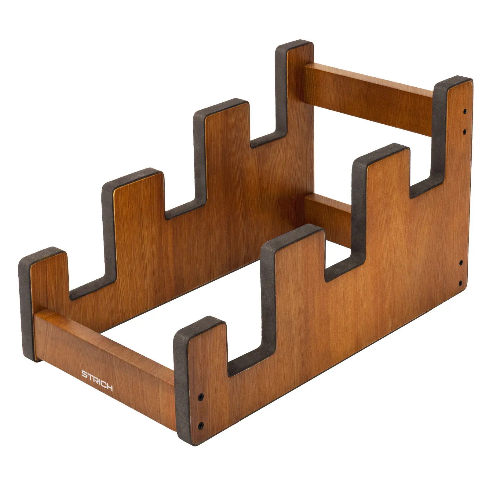 STRICH Wooden Guitar Stand for Multiple Guitars, 3-Holder, Front Display Space-Saving Floor Guitar Rack for Home, Studio, Stage, Mahogany Color, GS-1M (For 3 Electric/Bass)