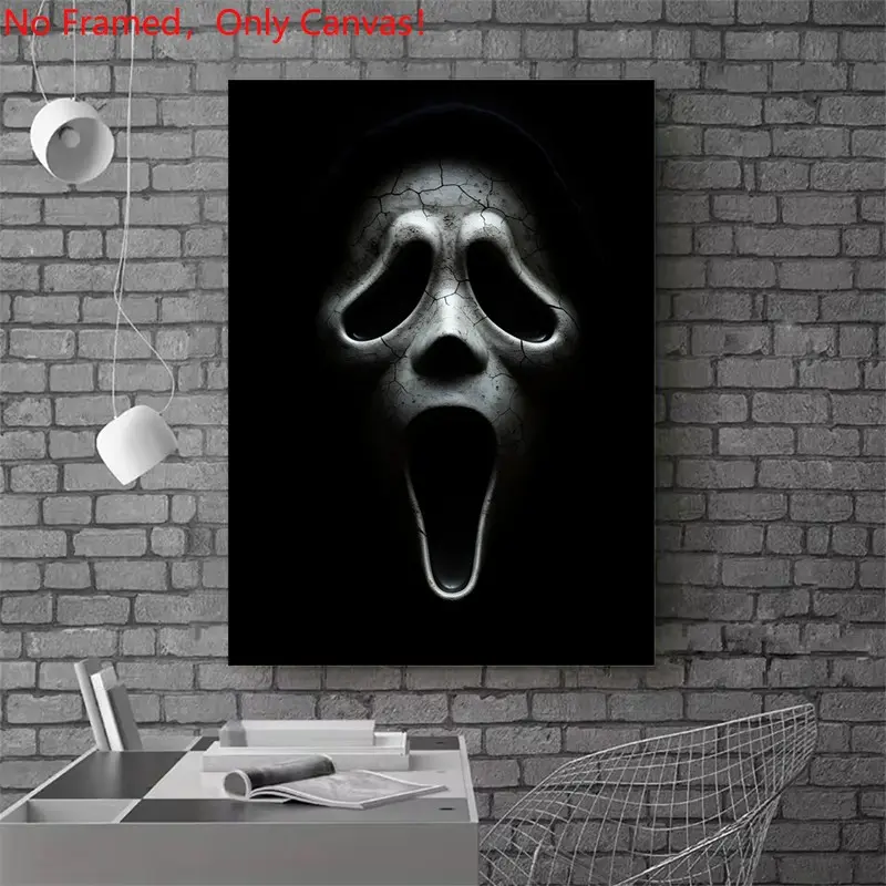 1 piece/set frameless canvas painting print poster, Classic Movie scenes Poster art, Scream Mask Horror Movie, Classic Cinema, a gift for Movie loves, gift for bedroom, living room, kitchen, wall decor, Home Wall Art, Artwork