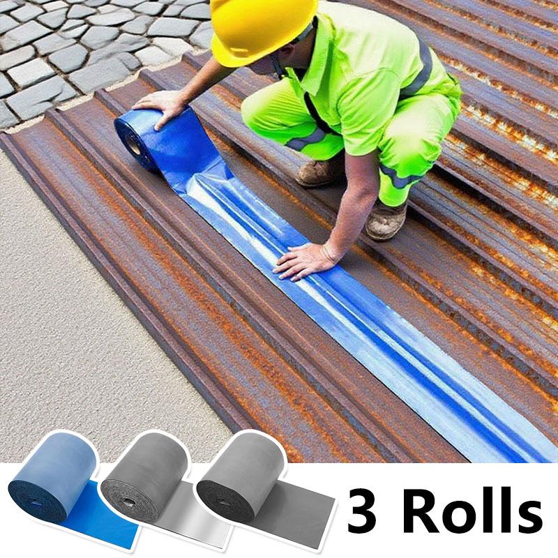 3-Roll All-Weather Roof Repair Tape,7.9" x 16' Waterproof Sealant for Metal Roof, PE Peel & Stick Patch, UV Resistant & Odorless Leak Protection for RV, Shed, Home