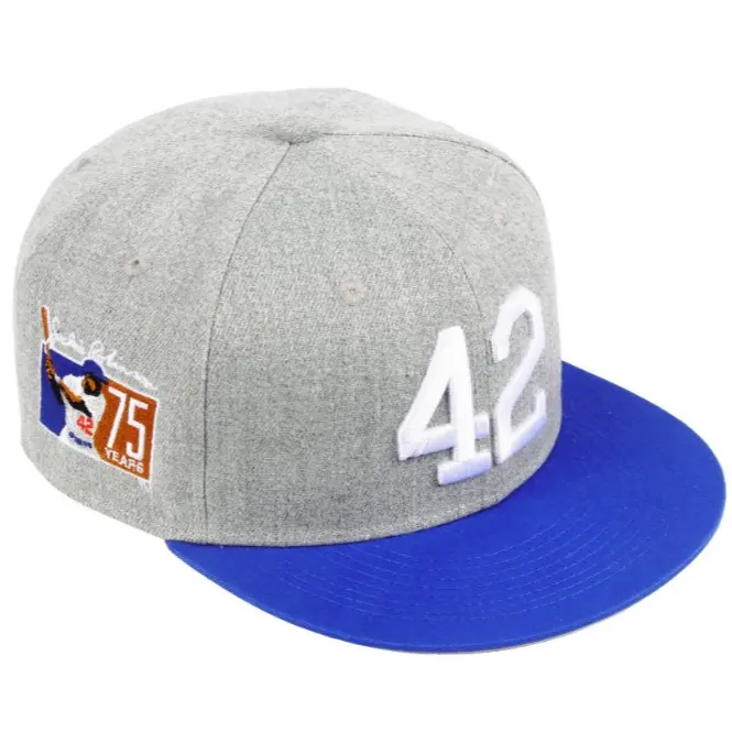 ROBINSON 42 Grey& Blue Embroidered 75th Patch Snapback Baseball Vintage Cap Adjustable High Quality Hat