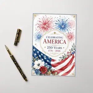 America 250th Anniversary Card, Patriotic Independence Day Greeting, 1776-2026 Celebration Card, Fourth of July Keepsake, USA Freedom Card