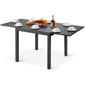 summervibes VEVOR Expandable Outdoor Patio Dining Table, 32-63 inch Rectangular Backyard Bistro Tables for 4-6, Aluminum Frame Metal Steel Slat, All-Weather Large Furniture for Lawn Garden Porch, Dark Gray