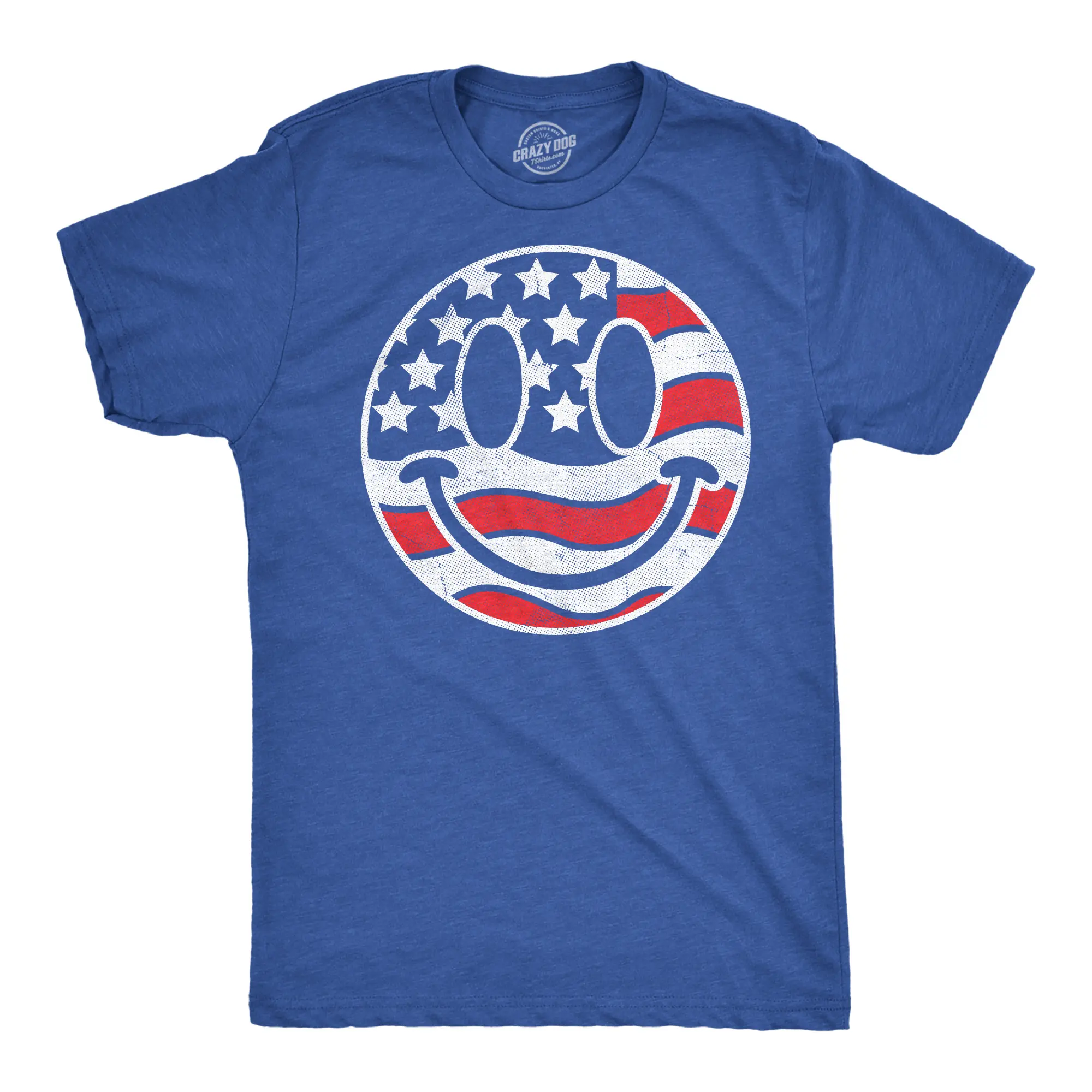 Mens Funny T Shirts American Flag Smile Sarcastic Fourth Of July Graphic Novetly Tee for Men Mens Funny T Shirts Cool Vintage Fashion T-Shirt Gift Classic Menswear Patriotic Apparel for Men Novelty Tees for Royal -