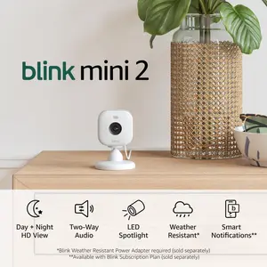 Blink Mini 2 - Home Security & Pet Camera with HD video, color night view, motion detection, two-way audio, and built-in spotlight - 1 camera (White)