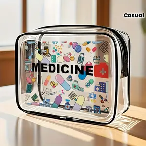 Transparent Casual Tote Bag for Men and Women, Multi-Function Clear Small Bag, Easy to Carry, with Zipper Closure and Carry Handle