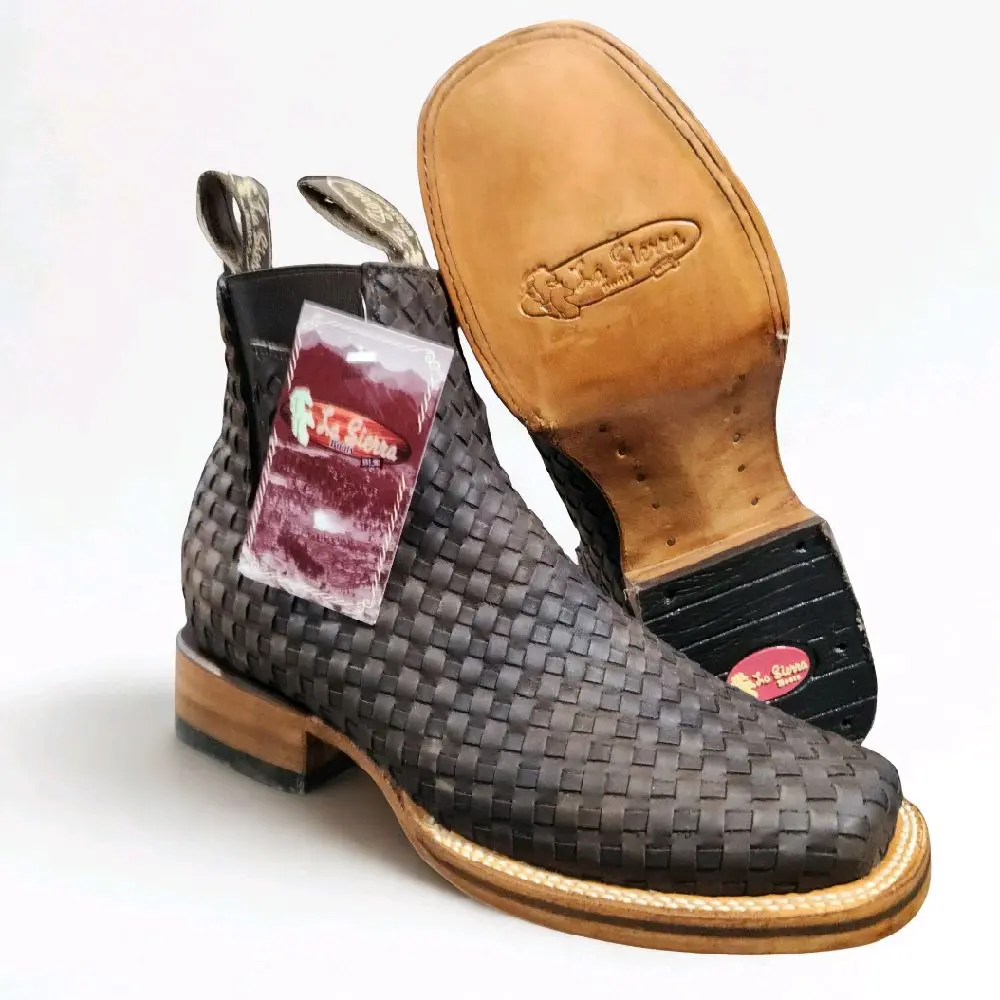 Cafe Botin Vaquero Petatillo/Basketweave Cutter Toe Ankle Boot