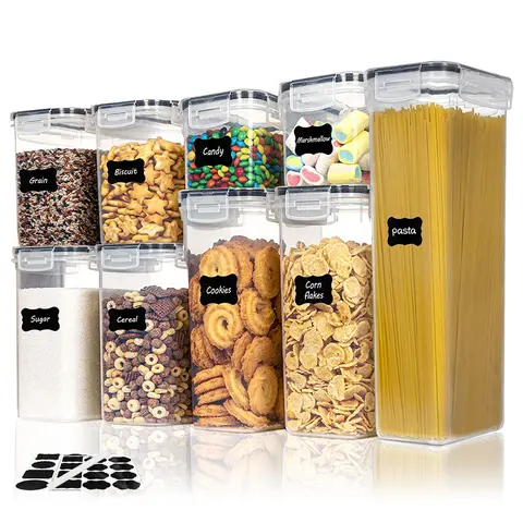 9/15/30 PCS Airtight Food Storage Containers with Lids Keep Your Kitchen Organized- BPA-Free Kitchen Pantry Organization Canisters, Leak-Proof Food-Grade Microwave Dishwasher Safe Plastic Jars for Cereal, Flour, Sugar, Labels & Marker, Home Supplies