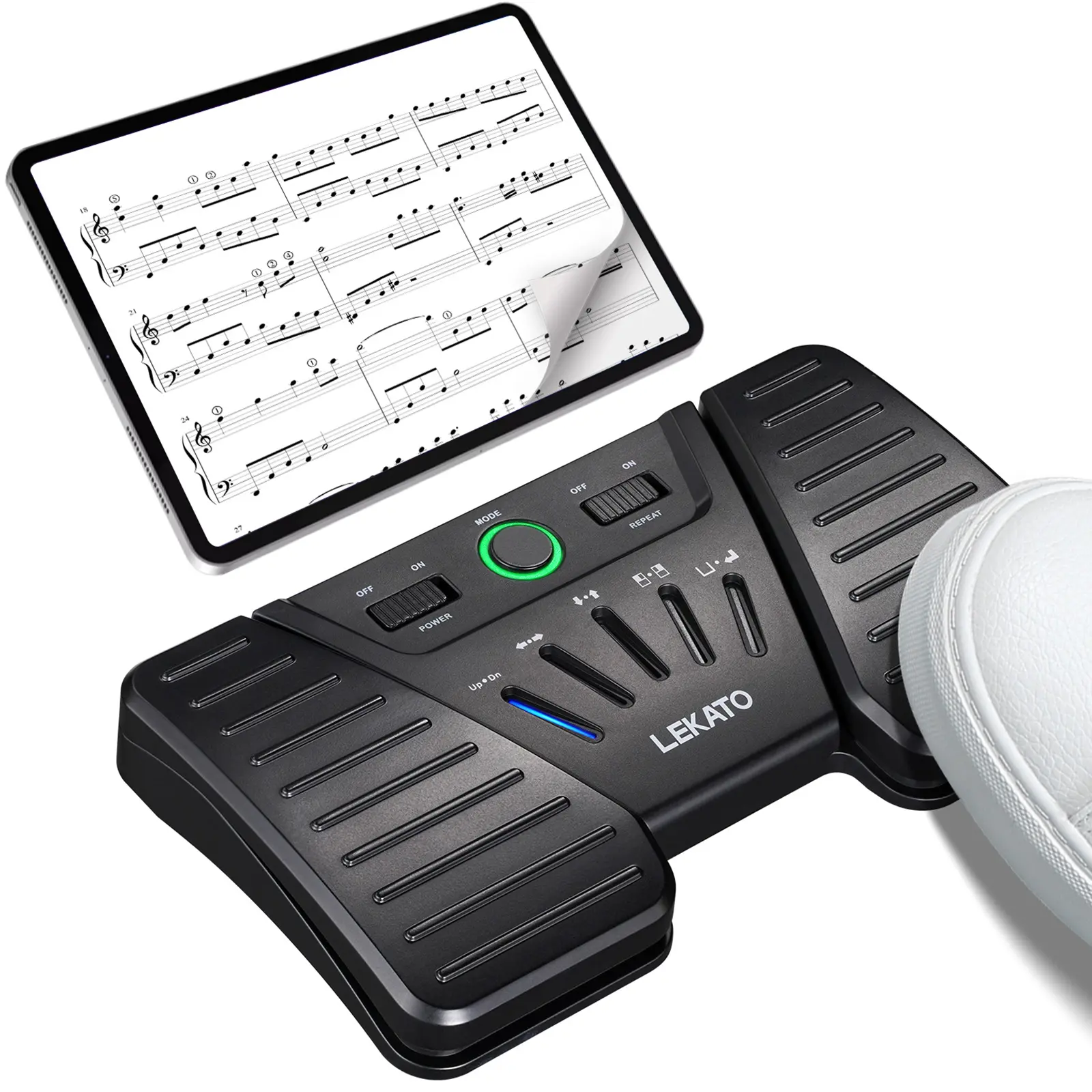 LEKATO JSP-01 Rechargeable Music Page Turner Pedal, Wireless Page Turner Pedal Bluetooth Foot Page Turner for Phone and Tablets Page Turning, Ipad Wireless Page Turner for Playing Instruments, App Controller