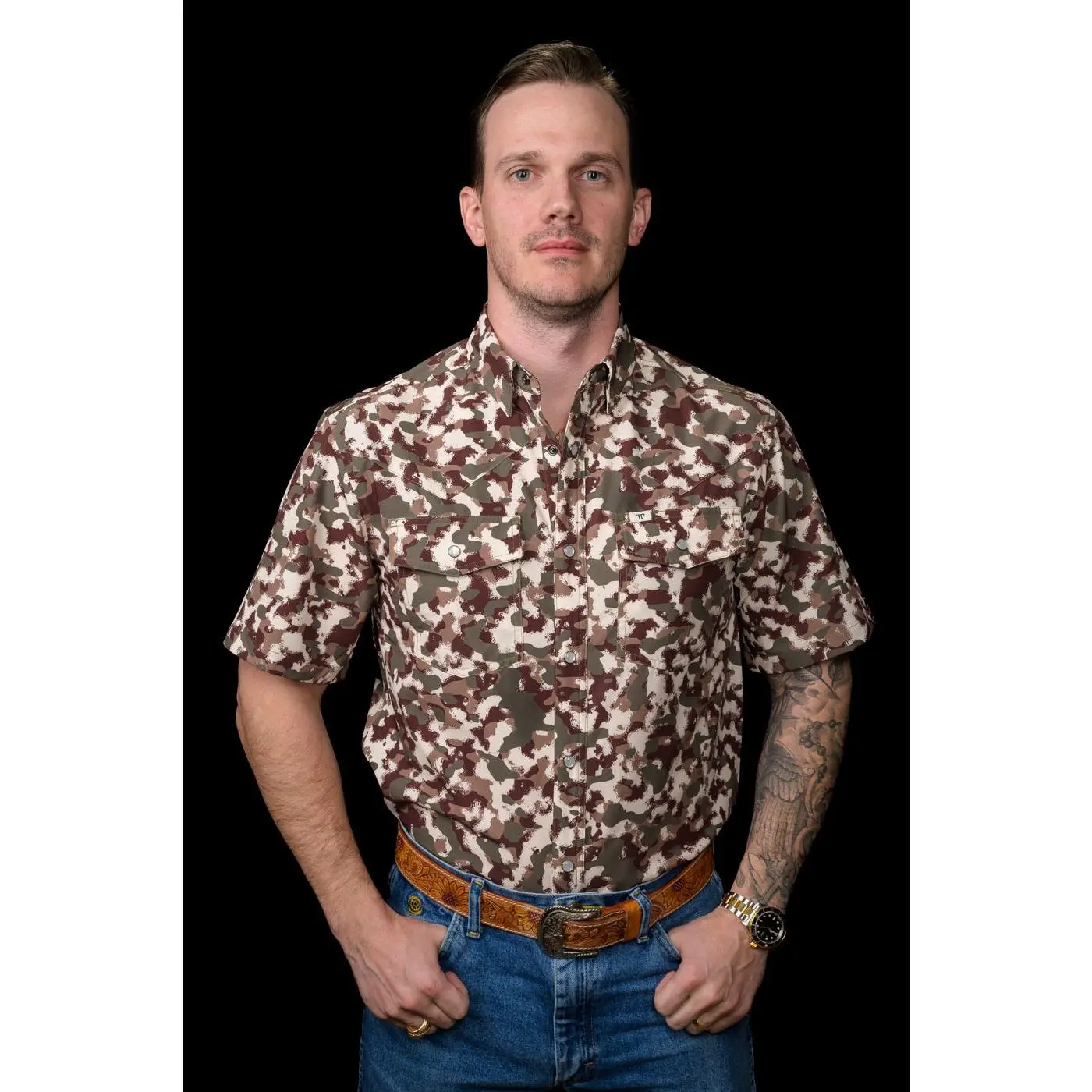 Ferrell Camo Lite Short Sleeve Pearl Snap