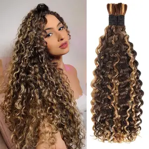 Boho Braids Human Hair 2 Bundles 100g Water Wave Bulk Hair for Braiding Wet and Wavy 100% Human Hair Extensions for Braiding