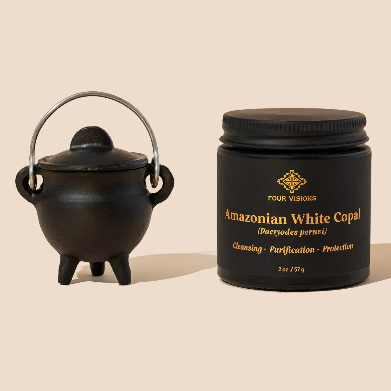White Copal Resin Incense Kit - Aroma Fragrance Scent Room Kit with Copal Burner, Charcoal for Meditation, Home Cleansing | 4 Visions