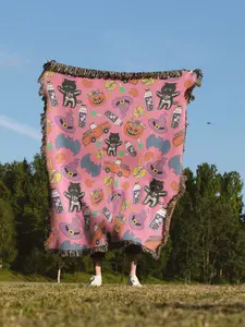 Halloween Woven Blanket, Mushroom Wall Hanging, Heirloom Tapestry Throw Picnic Blanket, Couch Dopamine Decor, Daughter Gift