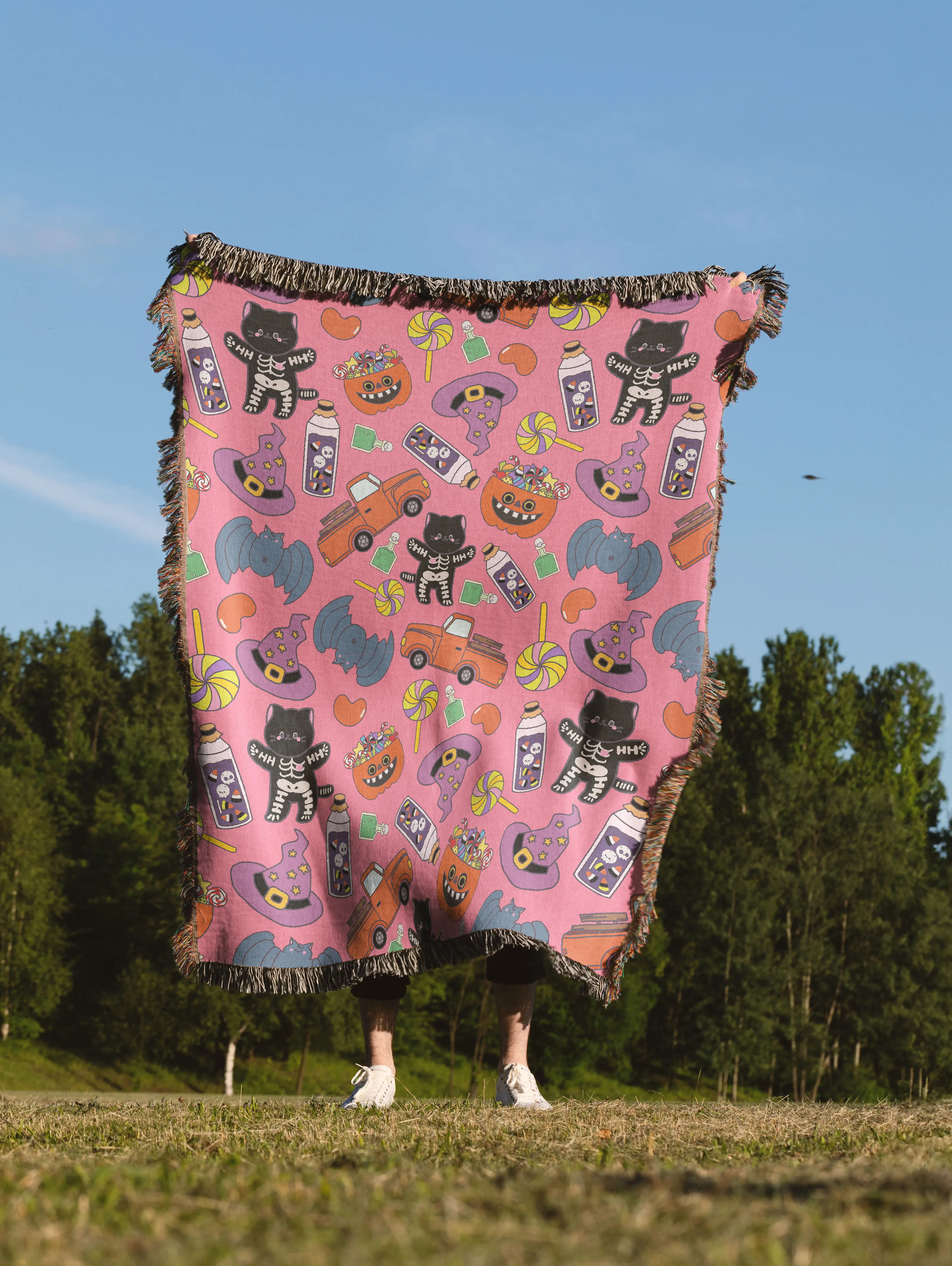Halloween Woven Blanket, Mushroom Wall Hanging, Heirloom Tapestry Throw Picnic Blanket, Couch Dopamine Decor, Daughter Gift