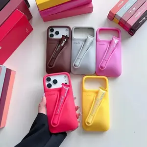 [Full Color Option] Rhode Style Silicone Phone Case with Lip Tint Holder, Trendy iPhone 11 12 13 14 15 16 17 Pro Max Cover