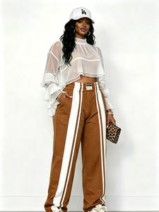 Elegant Tiered Ruffle Long Sleeve Sheer Mesh Top Blouse Shirts Womenswear