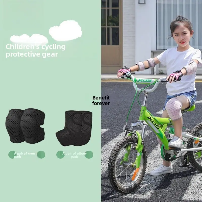 Children's knee and elbow pads, gloves, girls' set, basketball, cycling, dance, roller skating, anti-fall knee pads, breathable, boys' set Children's knee and elbow pads, gloves, girls' set, basketball, cycling, dance, roller skating, anti-fall knee pads, breathable, boys' set