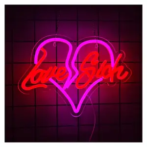 Sign Illuminated Love Sick Neon Sign Light Dimmable For Home Bar Shops Party Decor USB Powered Night Lamp 35cmx25.5cm