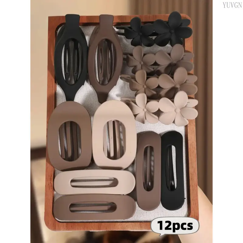 12PCS Matte Duckbill Hair Clip Set, Thick Hair Friendly Flat Oval Alligator Clips & Hair Claws, sturdy non-slip strong hold design, soft matte multicolor finish.Practical daily hair accessories, stable fixation for daily styling, perfect casual hair gift,