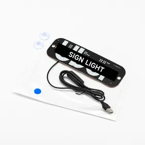 LED Car Sign Light with Suction Cup, Decorative Light for Car Window, Car Decoration Light, USB Panel Indicator Light, Car Ornament, Led Lights
