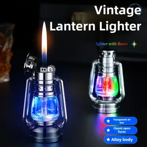 （Butane Gas NOT Contained) Creative Horse Lantern Mood Light Lighter, Creative Grinding Wheel Refillable Lighter, Suitable for Camping, Holiday Christmas Gifts