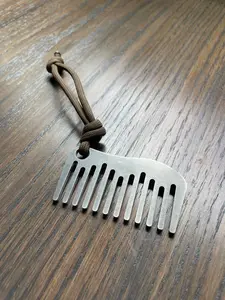 Mini EDC Beard Comb with Lanyard - Ultra-Compact & Lightweight - Durable Coyote Tan Paracord - Perfect for Everyday Carry - Handmade in USA