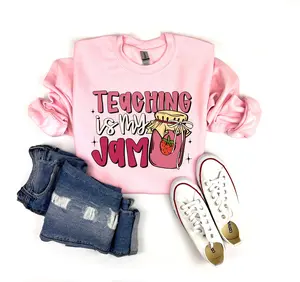 Teaching Is My Jam Adult Sweatshirt - Cozy Pullover for Educators, Playful Jam Jar Graphic, Perfect for School Days & Casual Outfits - Teacher Appreciation Gift - Hello Handpressed
