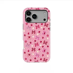 cherrystrawberry phone case for use with iPhone 17 air 16 Pro max 15 plus 14 Pro 13/12/11/X/XR/XSMAX sublimation phone case compatible with Samsung Galaxy S25 ultra S24 plus S23 FE S22/S21 anti-yellowing aesthetic phone case creative design trending, Acce