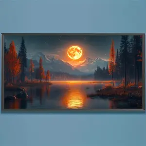 Moonlight Landscape Pattern DIY Diamond Arts Colorful Painting Kit without Frame, DIY 5D Diamond Arts Colorful Painting Kit, Wall Art Decor for Home Office