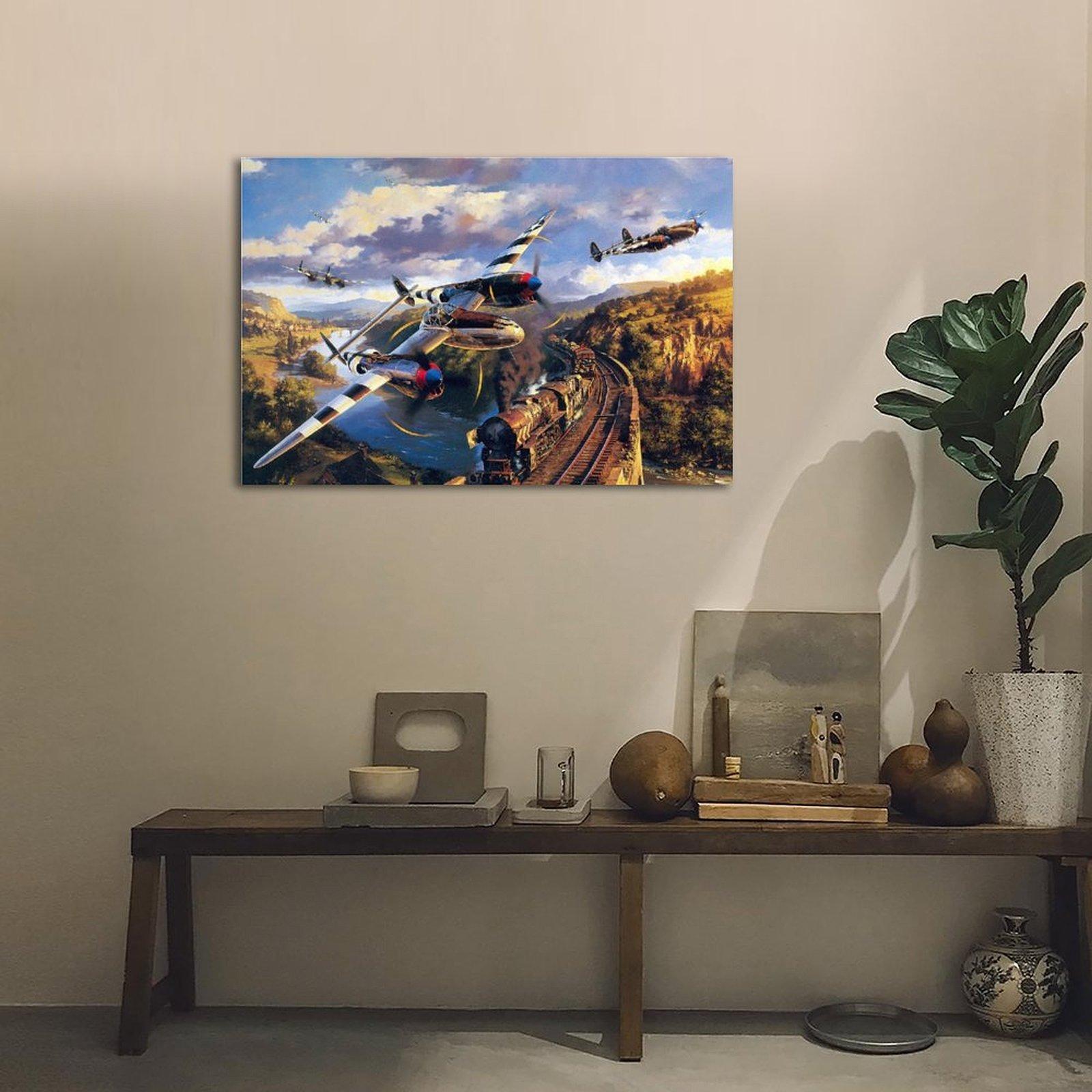 Military Fighter Poster P-38 Lightning Poster Decorative Painting Canvas Wall Art Picture Print Modern Family Bedroom Decor