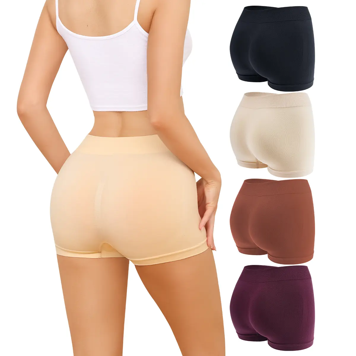 LEVAO Seamless Boyshort Underwear for Women Full Coverage No Show Boxer Brief Panties Soft Stretch Comfortable