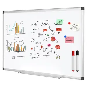 Sweet Furniture S - Magnetic White Board Kit for Wall 36" x 24"，1 Dry-Erase Eraser&2 markers Markers&4 Magnetic Pins, Sliver Reinforced Aluminum Frame