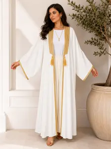 Women's Traditional Embroidery Abaya - Black Gold Embroidered Bidaya Abaya with Bisht Detail, Modest Islamic Fashion Wear, Traditional Abaya