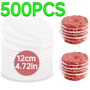 500 Non-Stick Round Burger Papers, 4.72 Inch Pre-Cut Size, Easy to Use, Multi-Purpose, Separates Frozen Meat Patties, Individually Packaged