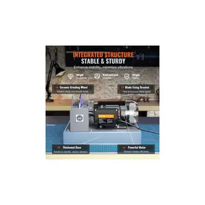 VEVOR Lawn Mower Blade Sharpener, 1HP 750W Lawnmower Blade Grinder with 9-inch Ceramic Grinding Wheel, Powerful Bench Mower Sharpening Machine for High/Low Lift Blades, Gator Blades, Flat Blades