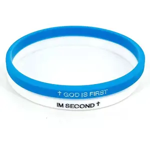 4 Pack GOD IS FIRST IM SECOND Bracelets - Interchangeable Black & White Christian Silicone Bands, Mix & Match Scripture Wristbands, and Uplifting Christian Gift Set for Men Women Teens,charm bracelets
