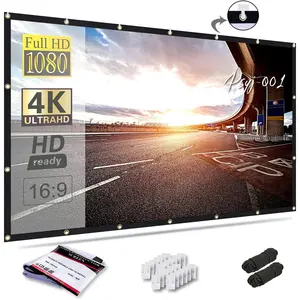 120 inch Projector Screen 16:9 Foldable Anti-Crease Portable Projector Movies Screens for  Theater Outdoor Indoor Support Double Sided Projection