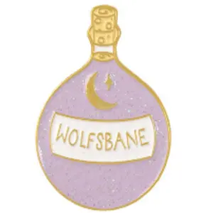 Sparkly Wolfsbane Pin, Fantasy Enamel Pin, Dungeons And Dragons Pin, Purple Enamel Pin, Role-playing Pin, Gold Trim Pin, Gift For D&D Fans