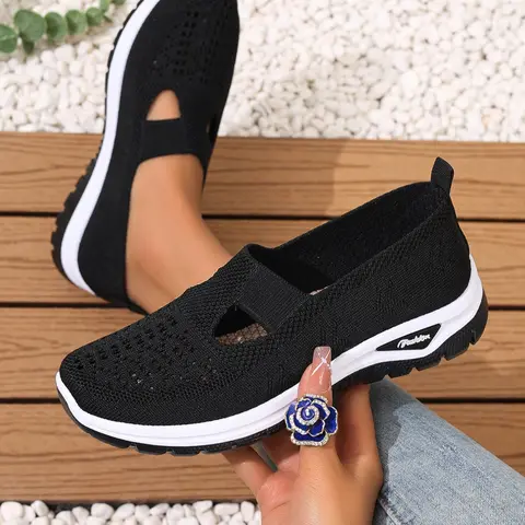 Women's British Style Comfortable Breathable Slip-On Casual Shoes, Casual Footwear, All Season Wear, Fashionable Lightweight Slip Ons Round Toe Medium Width Flat Shoes, Walking Shoes