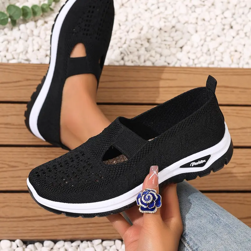 Women's British Style Comfortable Breathable Slip-On Casual Shoes, Casual Footwear, All Season Wear, Fashionable Lightweight Slip Ons Round Toe Medium Width Flat Shoes, Walking Shoes