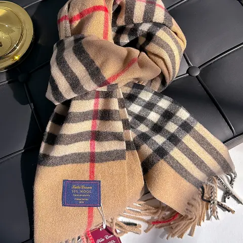 Women's Plaid Faux Wool Scarf, Casual Fall & Winter Fashion Accessory, Warm Christmas Wrap Shawl for Ladies
