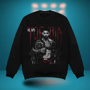 Ilia Topuria UFC Champion Shirt – UFC Featherweight Title Sweatshirt & Hoodie – Red Gothic Lettering, Championship Belt Graphic, MMA Fighter Apparel, For Menswear for Womenswear, Gift for Him Gift for Her, Streetwear