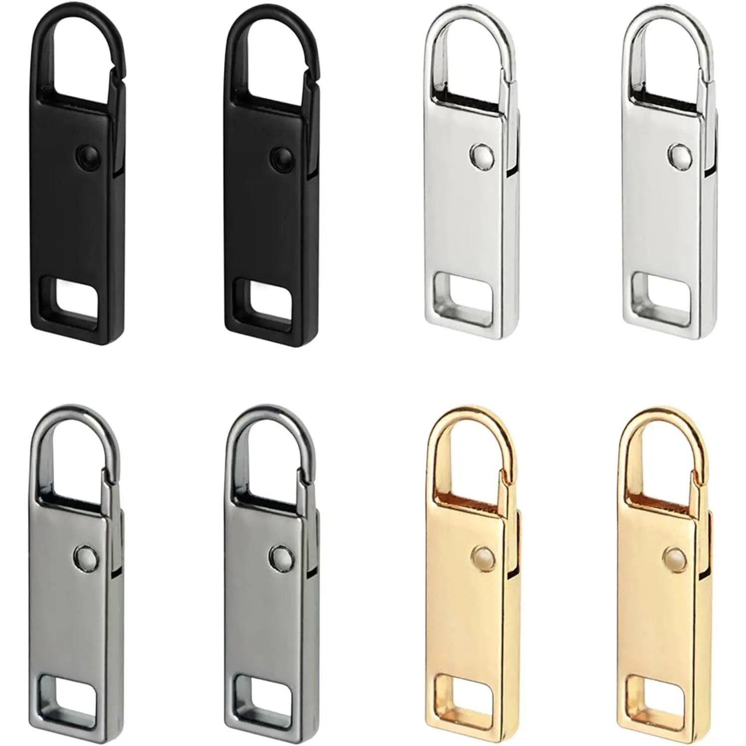 Zipper Pull Replacement (Upgraded), 8 count Detachable Zipper Pull Tabs for Luggage Clothing Jackets Backpacks Boots Purse Coat(4 Color Black, , , Brilliant Black)