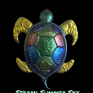 Decorative Epoxy Resin Turtle by Stormy Summer Sky - Colorful and Unique Design