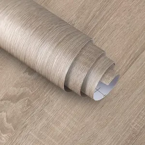 Light Brown Peel and Stick Wood Grain Contact Paper Waterproof Removable Kitchen Cabinet Wallpaper 15.74"x 118" Wooden Vinyl Wrap Cabinet Covers Grey Oak