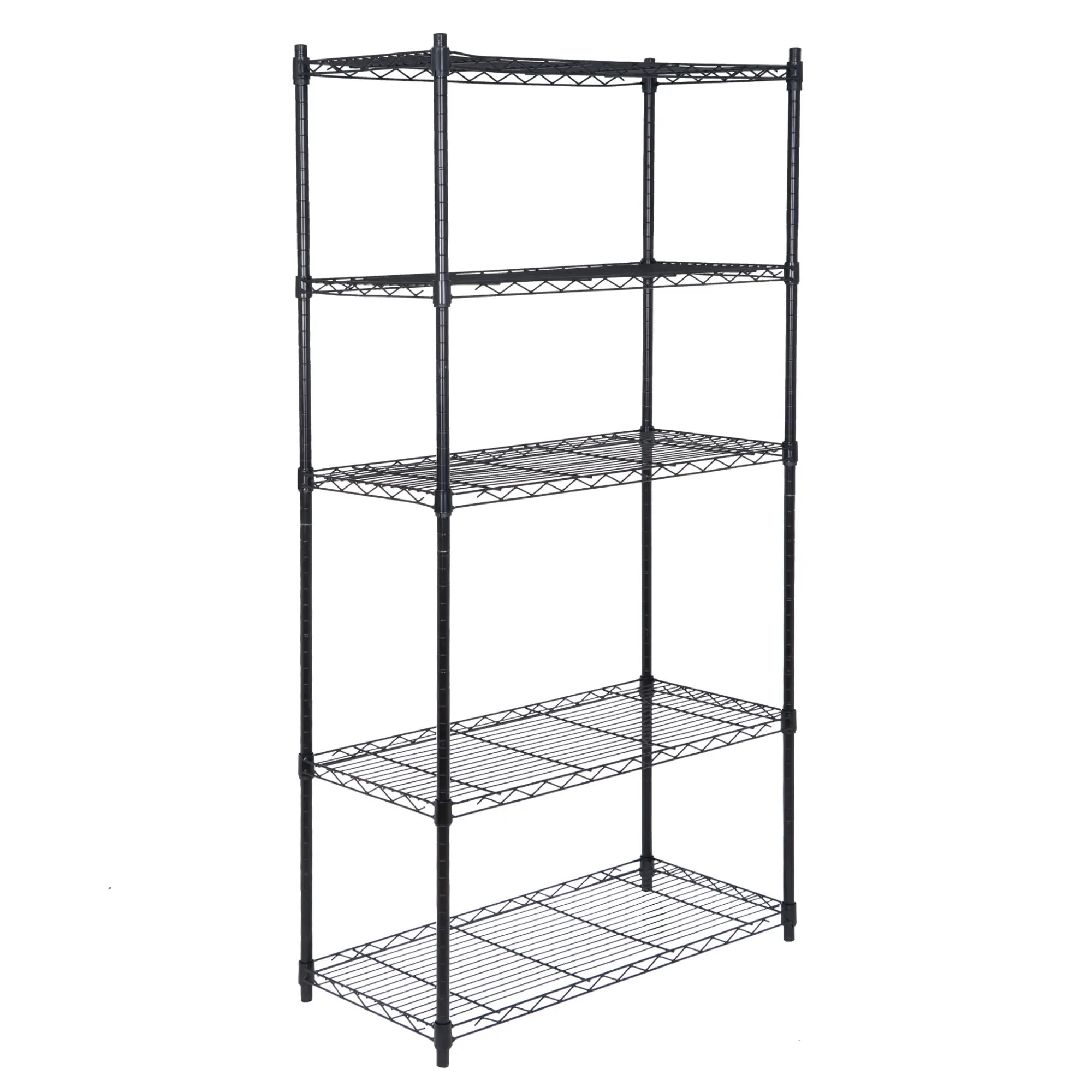 ZENY 5-Tier Adjustable Height Steel Storage Rack - Heavy-Duty Metal Shelf with 300 lbs Max Capacity, Compact Vertical No-Drill, Chrome Accents Shelving for Kitchen, Garage Display & Home Organization, Adjustable Height Storage