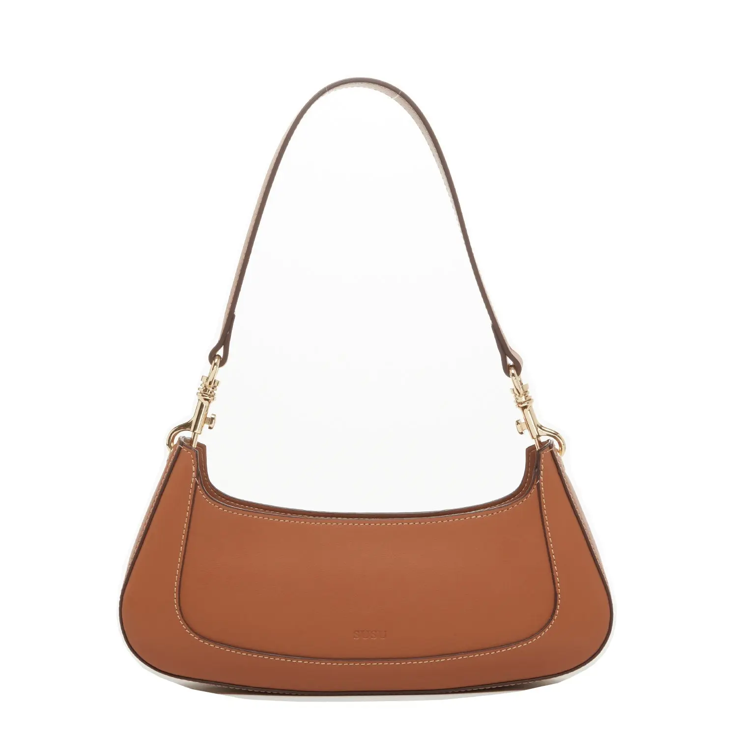SUSU Leather Baguette Bag Brown Purse 90s Small  Shoulder Bag Y2K  Underarm Bag Trendy Handbag